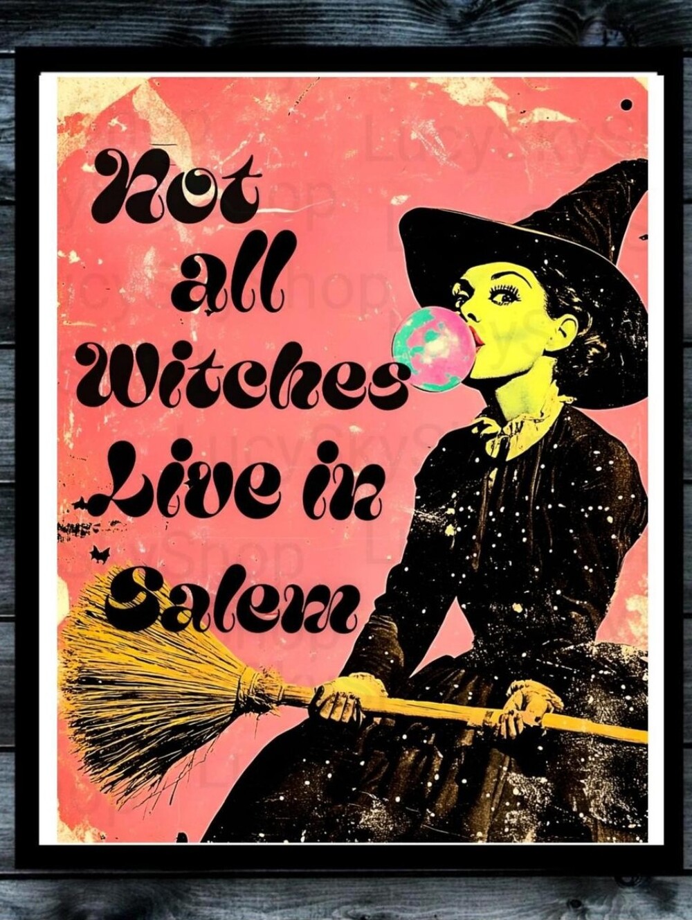 Pink Witch Salem Bubblegum Everyday Halloween Pop Art Gith Whimsy Home Decor